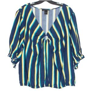 Ashley Stewart Top Blue with Stripes